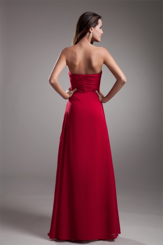 A-Line Sleeveless Beading Strapless Chiffon Evening Party Bridesmaid Dresses 02020869