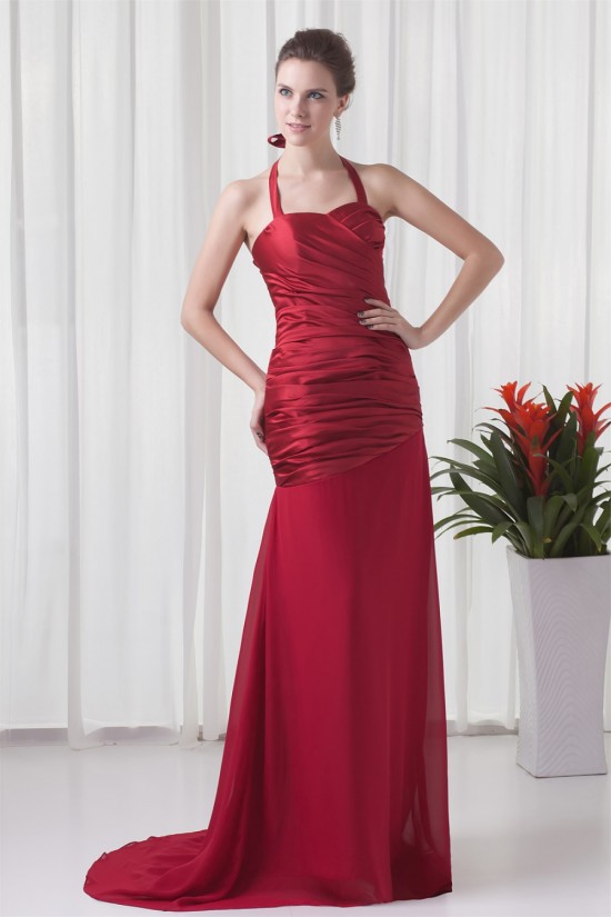 Sleeveless Brush Sweep Train Satin Chiffon Prom/Formal Evening Dresses 02020872 Sleeveless Brush Sweep Train Satin Chiffon Prom/Formal Evening Dresses 02020872