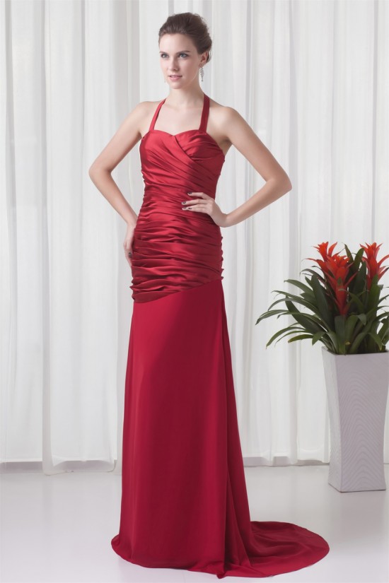 Sleeveless Brush Sweep Train Satin Chiffon Prom/Formal Evening Dresses 02020872 Sleeveless Brush Sweep Train Satin Chiffon Prom/Formal Evening Dresses 02020872