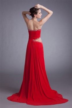 Sheath/Column Chiffon Elastic Long Red Beaded Prom/Formal Evening Dresses 02020874