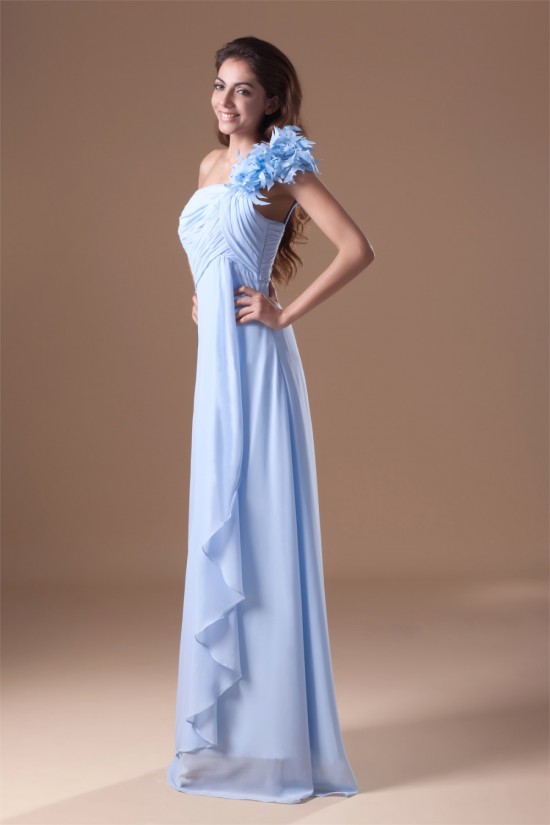 A-Line One-Shoulder Long Prom/Formal Evening Bridesmaid Dresses 02020875