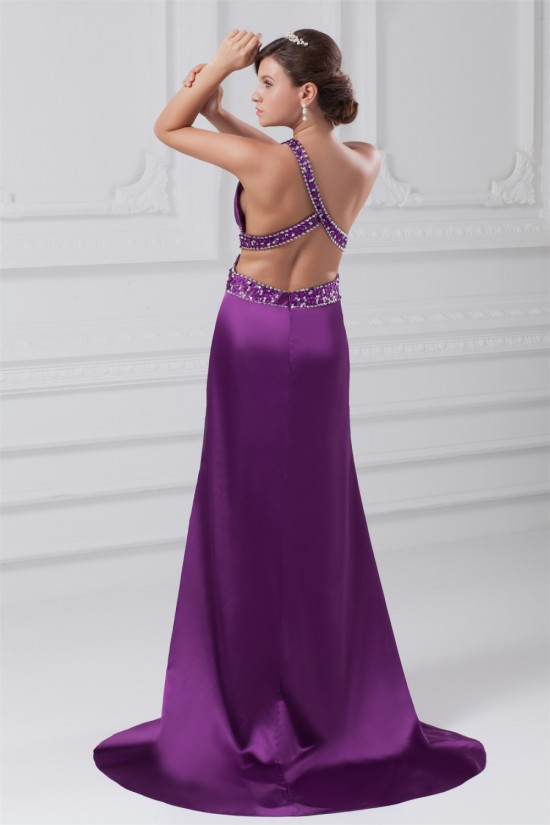 A-Line Sleeveless Elastic Woven Satin One-Shoulder Long Purple Beading Prom/Formal Evening Dresses 02020876 A-Line Sleeveless Elastic Woven Satin One-Shoulder Long Purple Beading Prom/Formal Evening Dresses 02020876