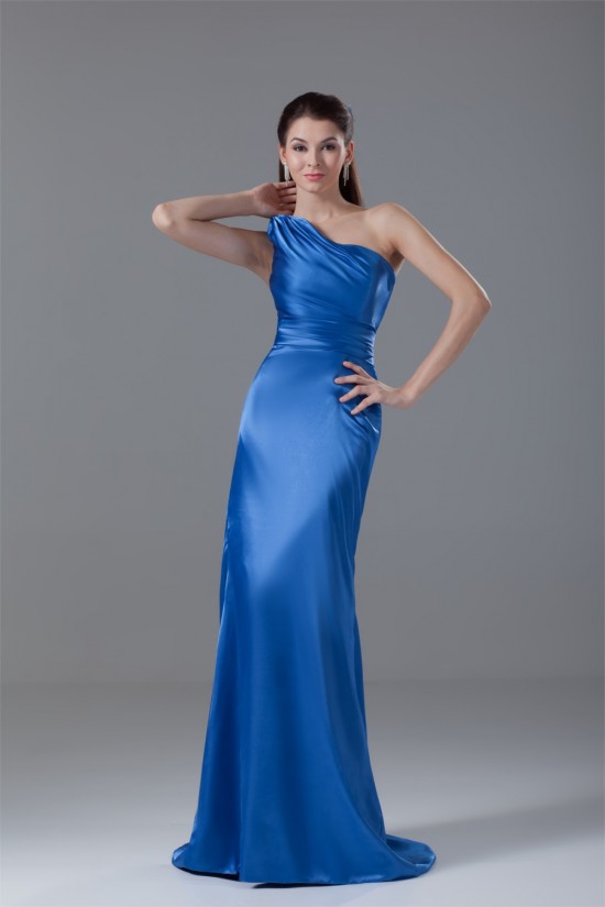 One-Shoulder Sleeveless Elastic Woven Satin Prom/Formal Evening Bridesmaid Dresses 02020879