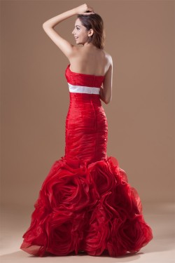 Sleeveless Handmade Flowers Organza Silk like Satin Prom/Formal Evening Dresses 02020884