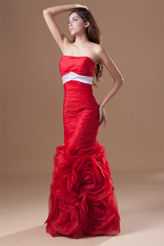 Sleeveless Handmade Flowers Organza Silk like Satin Prom/Formal Evening Dresses 02020884