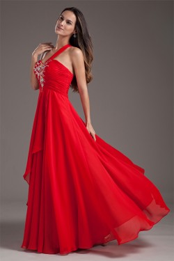 A-Line Chiffon Sleeveless One-Shoulder Prom/Formal Evening Dresses 02020887