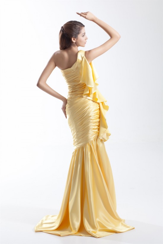 One-Shoulder Brush Sweep Train Long Yellow Prom/Formal Evening Dresses 02020888 One-Shoulder Brush Sweep Train Long Yellow Prom/Formal Evening Dresses 02020888