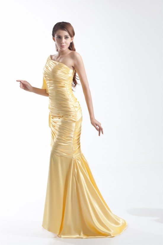 One-Shoulder Brush Sweep Train Long Yellow Prom/Formal Evening Dresses 02020888 One-Shoulder Brush Sweep Train Long Yellow Prom/Formal Evening Dresses 02020888