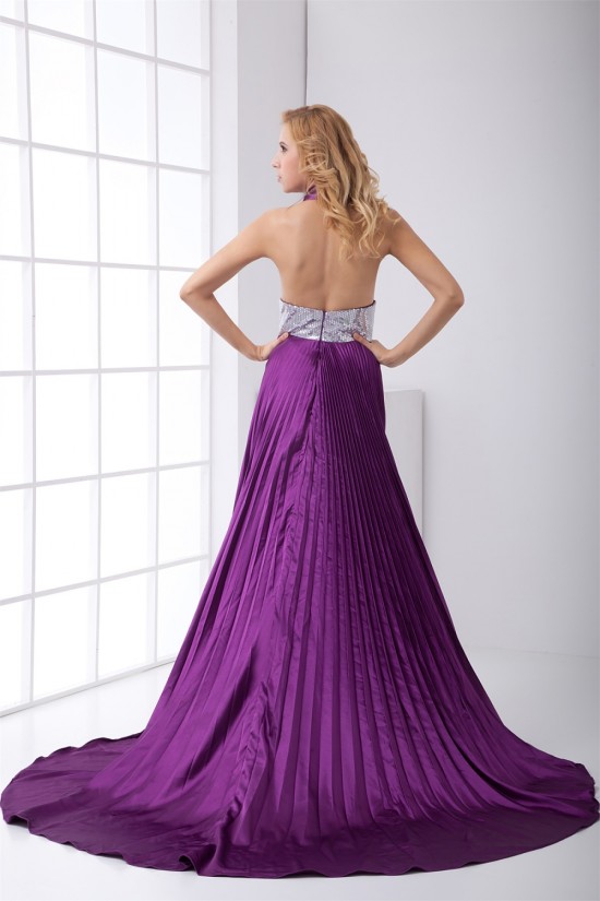 Sleeveless Pleats Elastic Woven Satin Puddle Train Prom/Formal Evening Dresses 02020891
