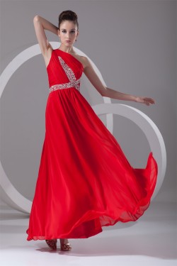 Sheath/Column Floor-Length Long Red Chiffon Prom/Formal Evening Dresses 02020893