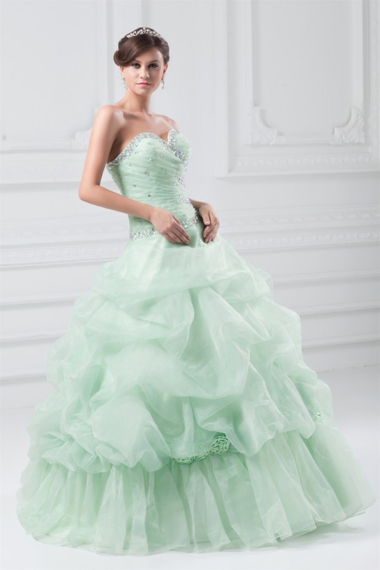 Sleeveless Satin Organza Pick Ups Ball Gown Prom/Formal Evening Dresses 02020896