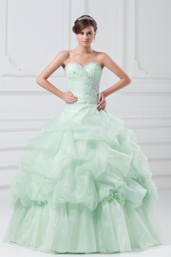 Sleeveless Satin Organza Pick Ups Ball Gown Prom/Formal Evening Dresses 02020896
