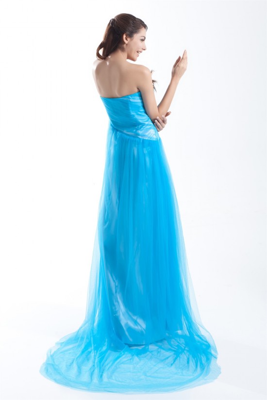 Sleeveless Sheath/Column Pleats Fine Netting Prom/Formal Evening Dresses 02020899