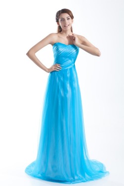 Sleeveless Sheath/Column Pleats Fine Netting Prom/Formal Evening Dresses 02020899