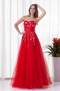 Sleeveless Sweetheart Floor-Length Satin Net Prom/Formal Evening Dresses 02020904