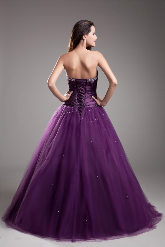 Sleeveless Sweetheart Taffeta Fine Netting Prom/Formal Evening Dresses 02020905
