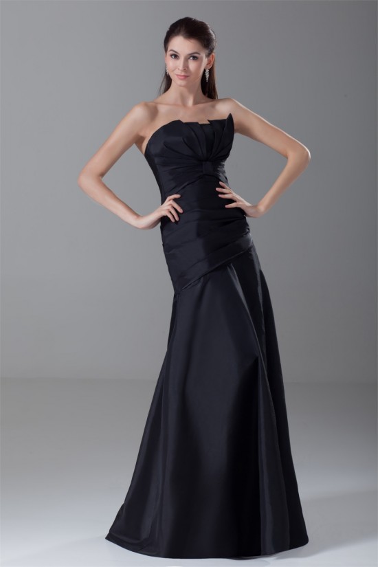 Sleeveless Taffeta Pleats Strapless A-Line Prom/Formal Evening Dresses 02020908