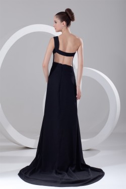 Split Front Chiffon Elastic Woven Satin Prom/Formal Evening Dresses 02020912