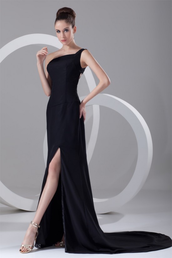 Split Front Chiffon Elastic Woven Satin Prom/Formal Evening Dresses 02020912 Split Front Chiffon Elastic Woven Satin Prom/Formal Evening Dresses 02020912
