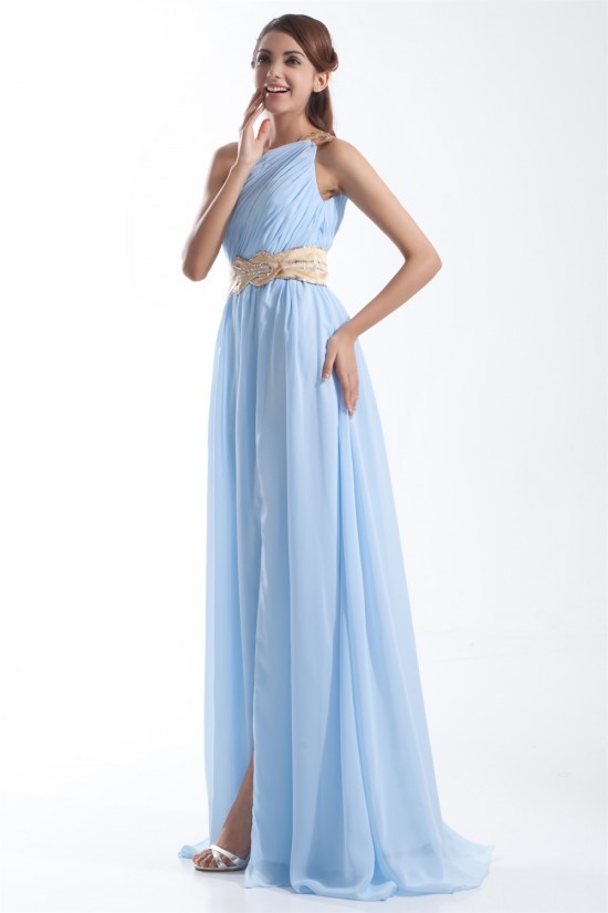 Split Front Chiffon Silk like Satin Sheath/Column Prom/Formal Evening Dresses 02020913 Split Front Chiffon Silk like Satin Sheath/Column Prom/Formal Evening Dresses 02020913