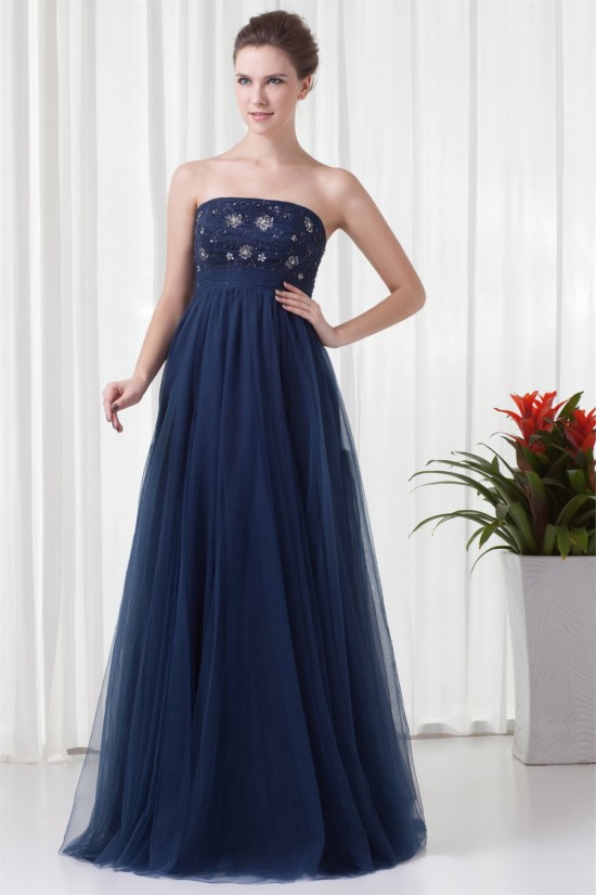 A-Line Strapless Sleeveless Beading Floor-Length Prom/Formal Evening Dresses 02020917