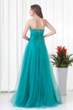 Strapless A-Line Sleeveless Satin Netting Prom/Formal Evening Dresses 02020918