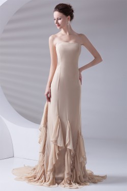 Strapless Cascading Ruffles Sheath/Column Prom/Formal Evening Dresses 02020920