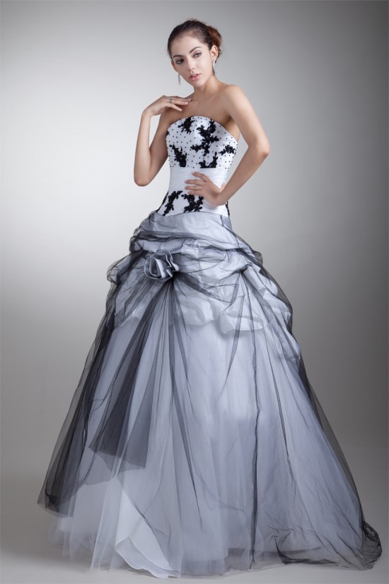 Strapless Satin Net Floor-Length Ball Gown Prom/Formal Evening Dresses 02020926 Strapless Satin Net Floor-Length Ball Gown Prom/Formal Evening Dresses 02020926
