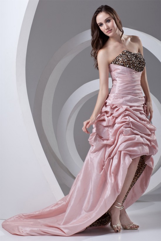 Strapless Sleeveless A-Line Handmade Flowers Prom/Formal Evening Dresses 02020929