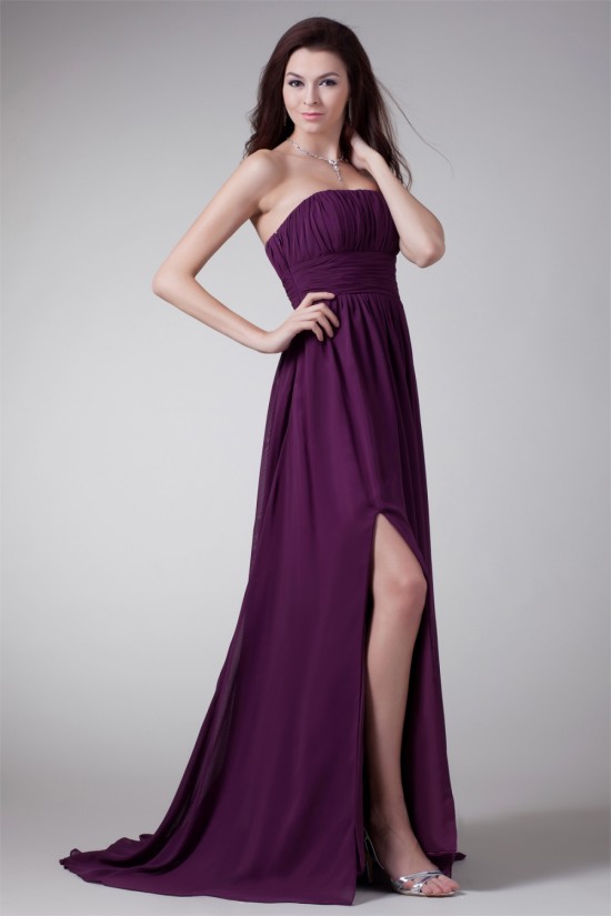 Strapless Sleeveless Sheath/Column Split Front Prom/Formal Evening Bridesmaid Dresses 02020932 Strapless Sleeveless Sheath/Column Split Front Prom/Formal Evening Bridesmaid Dresses 02020932
