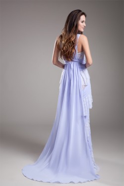 Straps Sheath/Column Chiffon Lace Silk like Satin Prom/Formal Evening Dresses 02020933