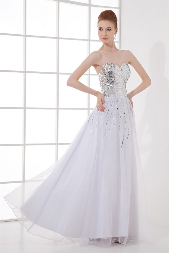 Sweetheart A-Line Sequins Organza Elastic Woven Satin Sequins Dresses 02020934