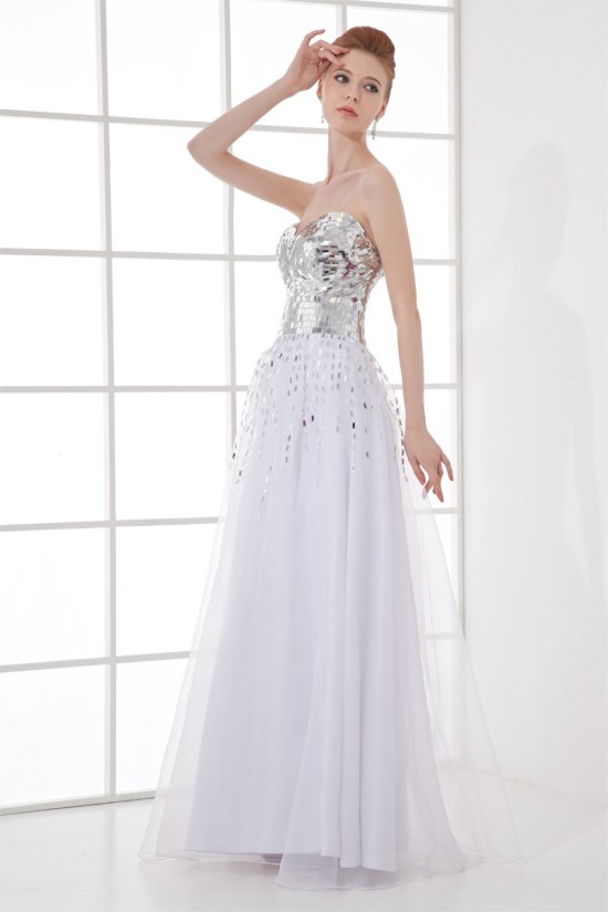 Sweetheart A-Line Sequins Organza Elastic Woven Satin Sequins Dresses 02020934