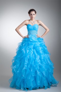 Sweetheart Sleeveless Floor-Length Satin Organza Prom/Formal Evening Dresses 02020945