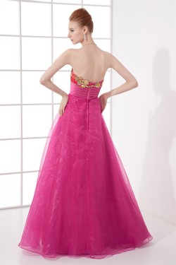 Sweetheart Sleeveless Pleats Satin Organza Prom/Formal Evening Dresses 02020946