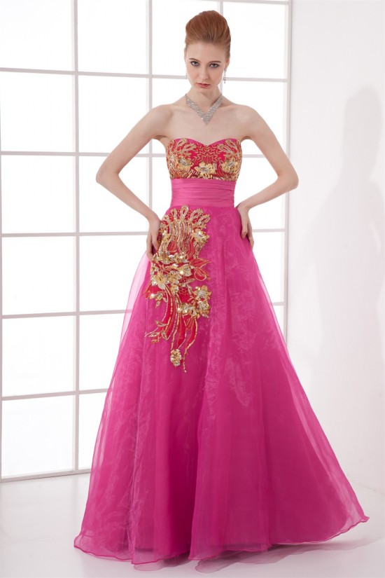 Sweetheart Sleeveless Pleats Satin Organza Prom/Formal Evening Dresses 02020946 Sweetheart Sleeveless Pleats Satin Organza Prom/Formal Evening Dresses 02020946