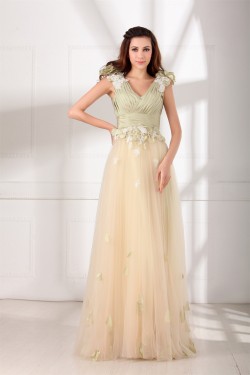 Taffeta Fine Netting Sleeveless Floor-Length Prom/Formal Evening Dresses 02020953