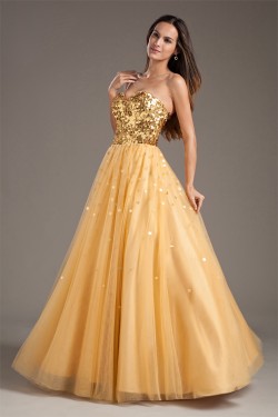 A-Line Taffeta Net Sequins Sleeveless Sweetheart Prom/Formal Evening Dresses 02020956