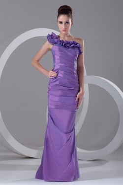 Taffeta Sleeveless Floor-Length One-Shoulder Prom/Formal Evening Dresses 02020958