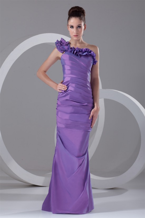 Taffeta Sleeveless Floor-Length One-Shoulder Prom/Formal Evening Dresses 02020958 Taffeta Sleeveless Floor-Length One-Shoulder Prom/Formal Evening Dresses 02020958