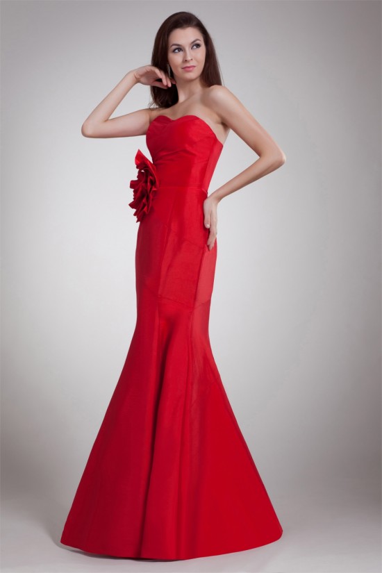 Taffeta Sleeveless Handmade Flowers Sweetheart Prom/Formal Evening Dresses 02020959