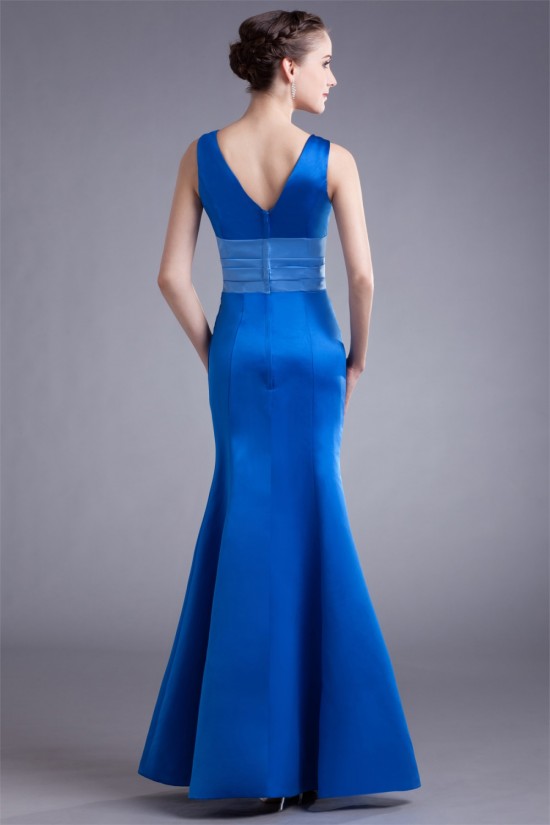 Trumpet/Mermaid V-Neck Pleats Floor-Length Satin Prom/Formal Evening Bridesmaid Dresses 02020962 Trumpet/Mermaid V-Neck Pleats Floor-Length Satin Prom/Formal Evening Bridesmaid Dresses 02020962
