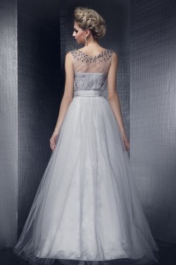 Beaded Long Tulle Prom Evening Party Dresses 02020968