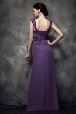 Sheath/Column Straps Sleeveless Long Chiffon Prom Evening Party Dresses 02020969