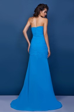 Sheath/Column Sweetheart Blue Long Chiffon Prom Evening Party Dresses 02020972