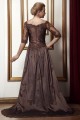 A-Line Half Sleeves Beaded Applique Evening Party Mother of the Bride Dresses 02020976