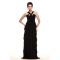 Sheath/Column Long Black Chiffon Prom Evening Party Dresses 02020977