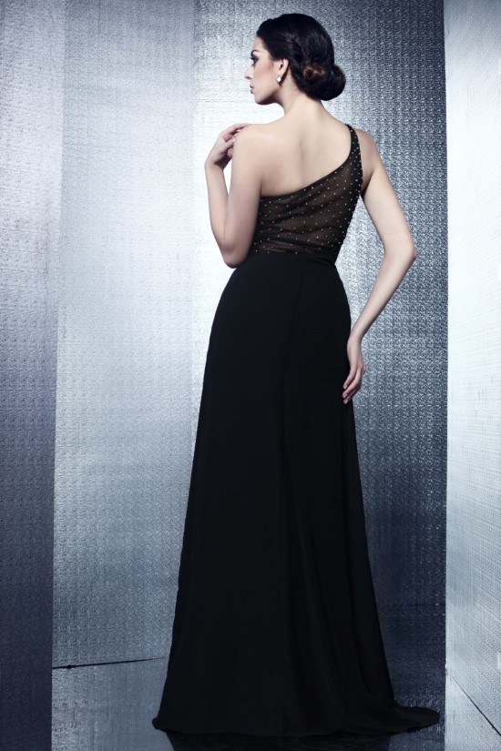Sheath/Column One-Shoulder Long Black Chiffon Prom Evening Party Dresses 02020978 Sheath/Column One-Shoulder Long Black Chiffon Prom Evening Party Dresses 02020978