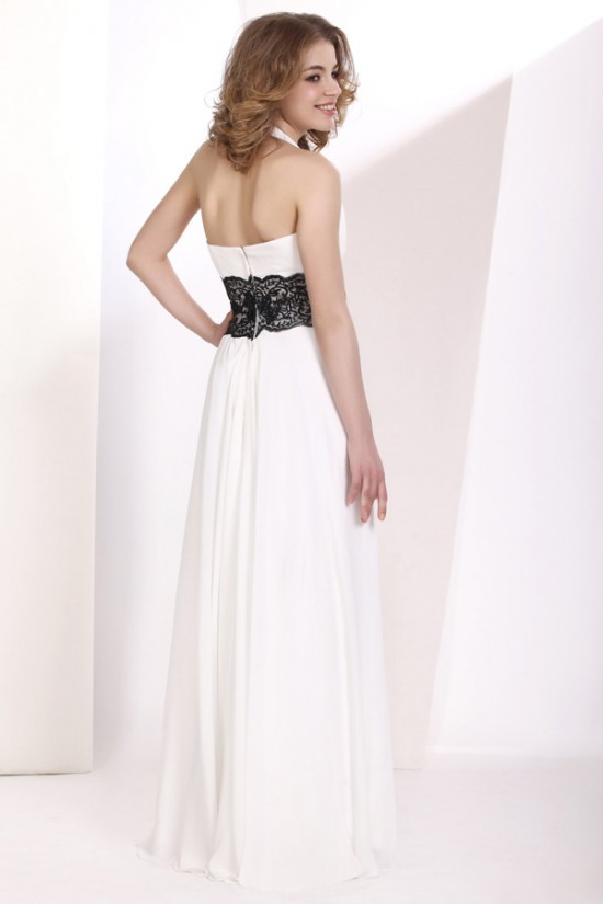 A-Line Halter Lace Chiffon Long Prom Evening Party Dresses 02020979