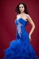 Trumpet/Mermaid Sweetheart Beaded Long Blue Organza Prom Evening Party Dresses 02020982